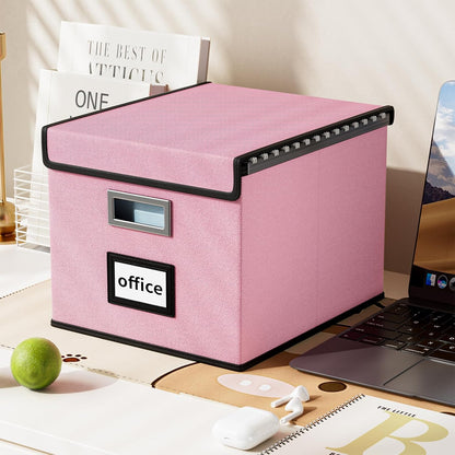 Huolewa Collapsible File Storage Organizer Box with Lid, Linen Document Storage, Universal Hanging Filing Organization Box for Letter/Legal Folder, Decorative Office/Home File Bins - only box