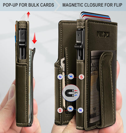 Men Wallet,with Money Clip Coins Pocket ID Window,Slim Front Pocket RFID Blocking Pop-up Card Holder 3.9"x 2.7", Gift Boxed