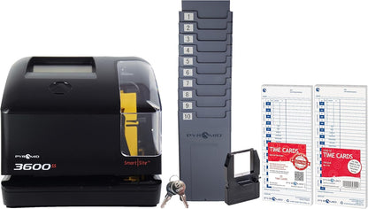 Pyramid Time Systems - 3600SSK1 Smart SiteTime Clock and Document Stamp with SmartSite LED Alignment and Tri-View Window - Includes 125 Time Cards, Time Card Rack, Ribbon, 2 Security Keys