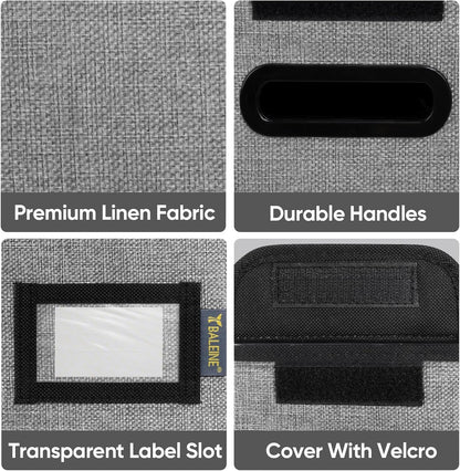 BALEINE File Organizer Box with Lid, Collapsible File Folder Organizer with Plastic Slide, Hanging File Folder Box for Office Document Storage (1 Pack, Grey, S)