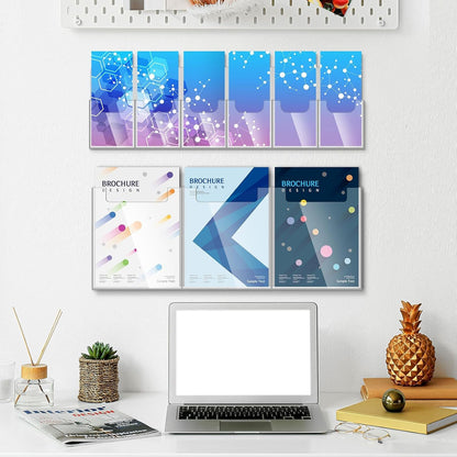 Sherr 2 Pcs Acrylic Brochure Pamphlet Holder Wall Mount 2 Sizes 9 Pocket Fits for 8.5" x 11" and 4" x 9" Brochure Magazine Holder Literature Multi Slot Wall Mount Combo Display Clear Flyer