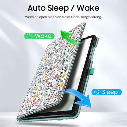 Fintie Case for Samsung Galaxy Tab A9 Plus/A9+ 5G 11 Inch 2023 Model (SM-X210/X216/X218), Multi-Angle Viewing Smart Stand Back Cover with Pocket Auto Wake/Sleep, Spring Bloom
