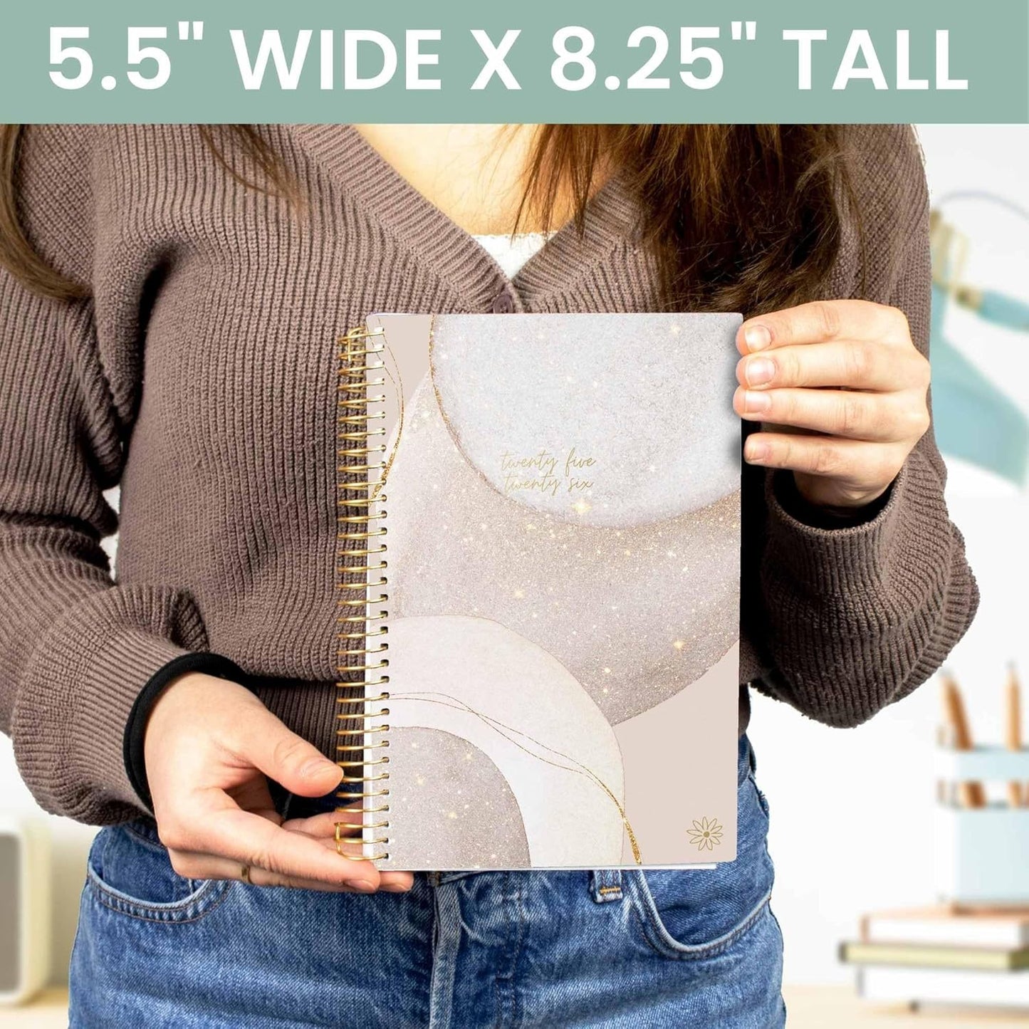 bloom daily planners 2025-2026 Academic Year Daily Planner (July 2025 - July 2026) - Aesthetic A5 Weekly & Monthly Calendar Agenda Organizer Book with Stickers - 5.5" x 8.25" - Brushed Beige