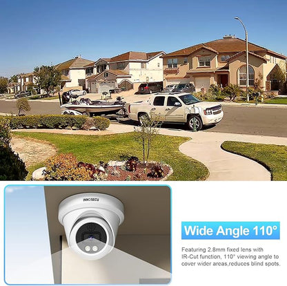 4MP IP PoE Camera, Turret Security Camera Outdoor, Waterproof IP67, Built-in Two-Way Audio, Smart Dual Light Color Night Vision, 2.8mm lens 110° Wide Angle, Human/Viehcle Detection, IND4FD97K
