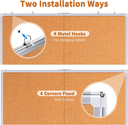 maxtek Large Cork Board 96 x 48 in, Bulletin Board for Walls, 8'x 4' Extra Aluminum Framed Corkboard, Foldable Wall Mounted Back to School Pin Memo Notice Cork Board for Office, Home Wall Display