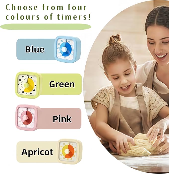 Visual Timer for Kids Timer Home - 60 Minute Kids Visual Timer for Classroom Home Office, Countdown Clock for Teaching Work Meeting, Pomodoro Timer for Time Management (Cream Yellow)