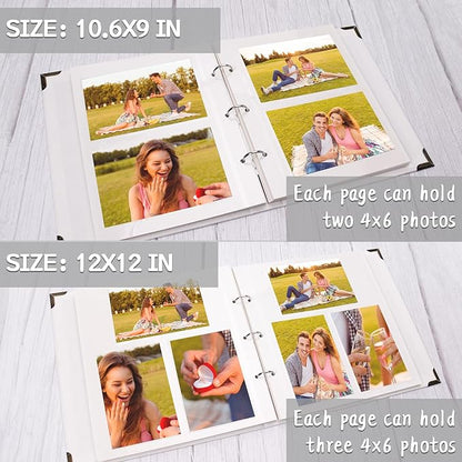 Vienrose Photo Album Self Adhesive 60 Pages Hardcover with DIY Scrapbooking Kit 3 Rings Paper Scrapbook for Lover Friends Kids Wedding Pink