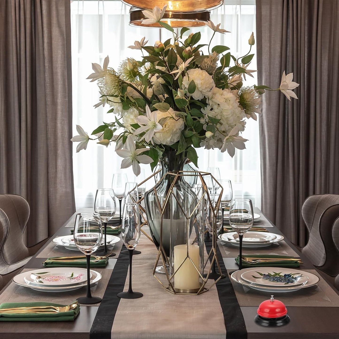 uxcell 2Pcs Desk Service Call Bell, 3.35 Inch Metal Dinner Service Bell Ring for Hotel Restaurant Reception Area and Wedding Party Events, Red