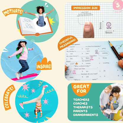 5 Self-Ink Flash Stamp Set, Multicolor Teacher Stamps for Classroom, Stamps for Teachers, Pre-Inked, Refillable Stamps (Margin Stamps)