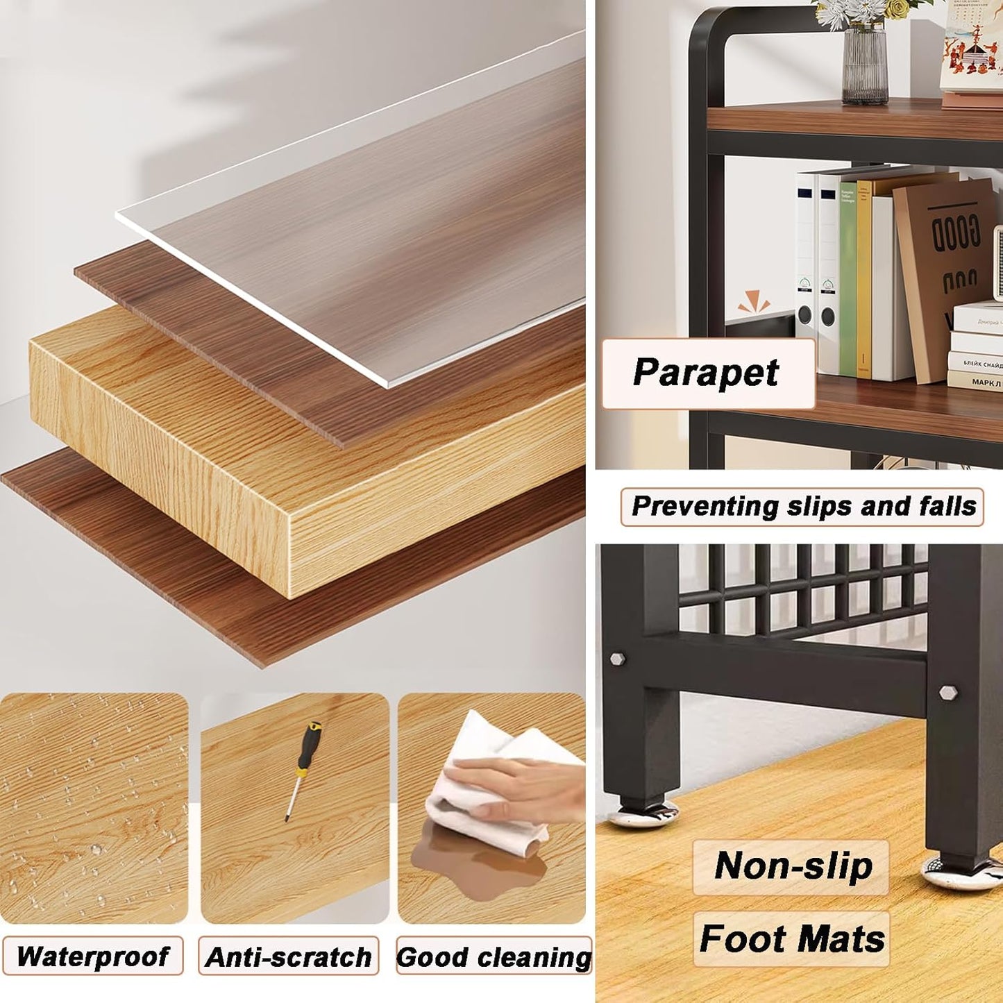 2-Tier Desktop Hutch Bookshelf Metal Desk Shelf Dorm Bookcase for Computer Desk Countertop Storage Organizer Display Rack for Office Home (White, 53.1in)