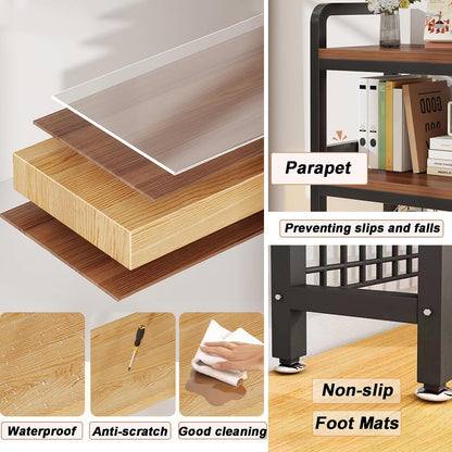 2-Tier Desktop Hutch Bookshelf Metal Desk Shelf Dorm Bookcase for Computer Desk Countertop Storage Organizer Display Rack for Office Home (White, 53.1in)