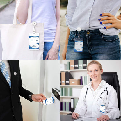 50 Pieces Retractable Badge Holder Reels with Swivel Alligator Clip, ID Card Holder Name Badge Reel Clips for Students Teachers Office Workers (Translucent Clear)