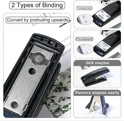 Black Desk Accessories with Pen Holder, Office Supplies Desk Organizers and Accessories, Tape Dispenser, Stapler, Staple Remover, Staples, Clips Set, Ruler, Scissor, Pen, Tape (Black)