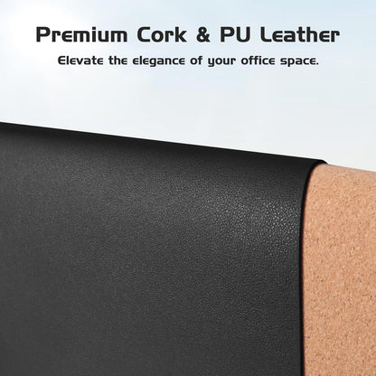 Aothia Dual-Sided Desk Pad - 25.6x13.7 inches Leather Desk Mat, Natural Cork Desk Pad Protector, Large Mouse Pad for Desk, Waterproof Desk Blotter Pad, Desk Writing Pad for Office Work/Home, Black
