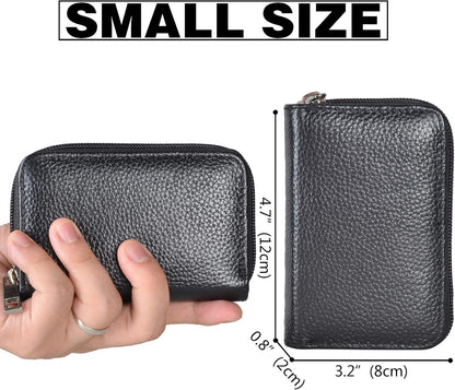 Easyoulife Genuine Leather Credit Card Holder Zipper Wallet With 26 Card Slots