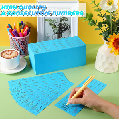 Kosiz 1000 Sheet 25 Bid Raffle Tickets Chinese Auction Tickets Sheets Auction Fundraiser Ticket Numbered with Name and Phone Number Per Sheet Raffle Tags for Silent Auction(Lake Blue)