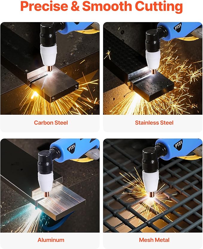 VEVOR Plasma Cutter, 50A Plasma Cutting Machine, 110V/220V Dual Voltage Digital Display IGBT Inverter - with 2T/4T Function & Adjustable PA/PT Time for Home Repairs, Workshops