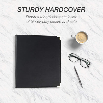 Samsill Classic Collection Leather 3 Ring Binder, Executive Presentation Portfolio, 1.5 Inch (Holds 325 Sheets), Brass Round Ring, Black