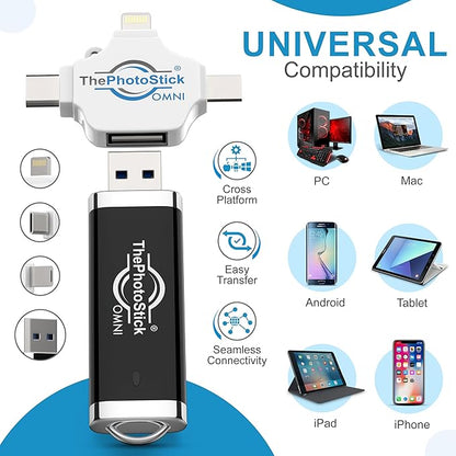 ThePhotoStick Omni 128GB - Secure Photo & Video Backup | ThePhotoStick Omni Protective Case - Water Resistant & Shockproof USB Storage