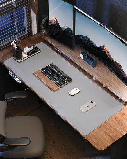 Leather Desk Pad Protector-48 x 24" Computer Desk Mat, Large Mouse Pad, Non-Slip Desk Pad, Waterproof PU Leather Desk Blotter Mat, Desk Cover Mat for Office and Home (Light Grey)