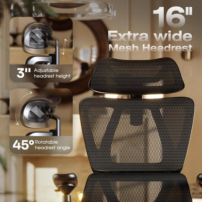 ELABEST T11 Ergonomic Office Chair,High Back Desk Chairs with Separate Lumbar Support,Magic Armrests,Adjustable Wide Headrest,Comfy Executive Computer Chair,Big and Tall Mesh Chair for Home Office