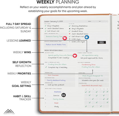 Undated, 2025 Planner, 8.5" x 11" - The #1 Productivity Planner to Achieve Your 2025 Goals - Planner 2025-2026 by PRODUCTIVITY STORE (A4, BROWN)
