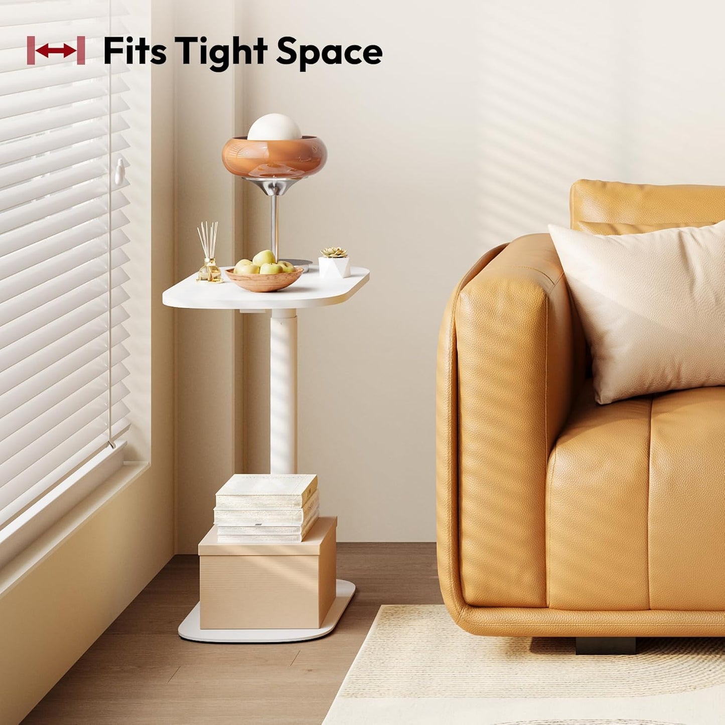 SANODESK Small Standing Desk Pneumatic Height Adjustable Small Sit Stand Desk Laptop Desk Overbed Table Computer Cart for Home Office Computer Workstations(23.6" W x 13.8" D,White)