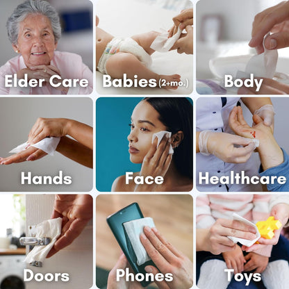 XL Individually Wrapped Nurture Antibacterial Body & Hand Wipes | Alcohol-Free Antiseptic Wet Disinfecting Towelettes for Germ Removal, Sanitizing Hands |Cleaning Cloths| Adults & Baby| Thick & Strong