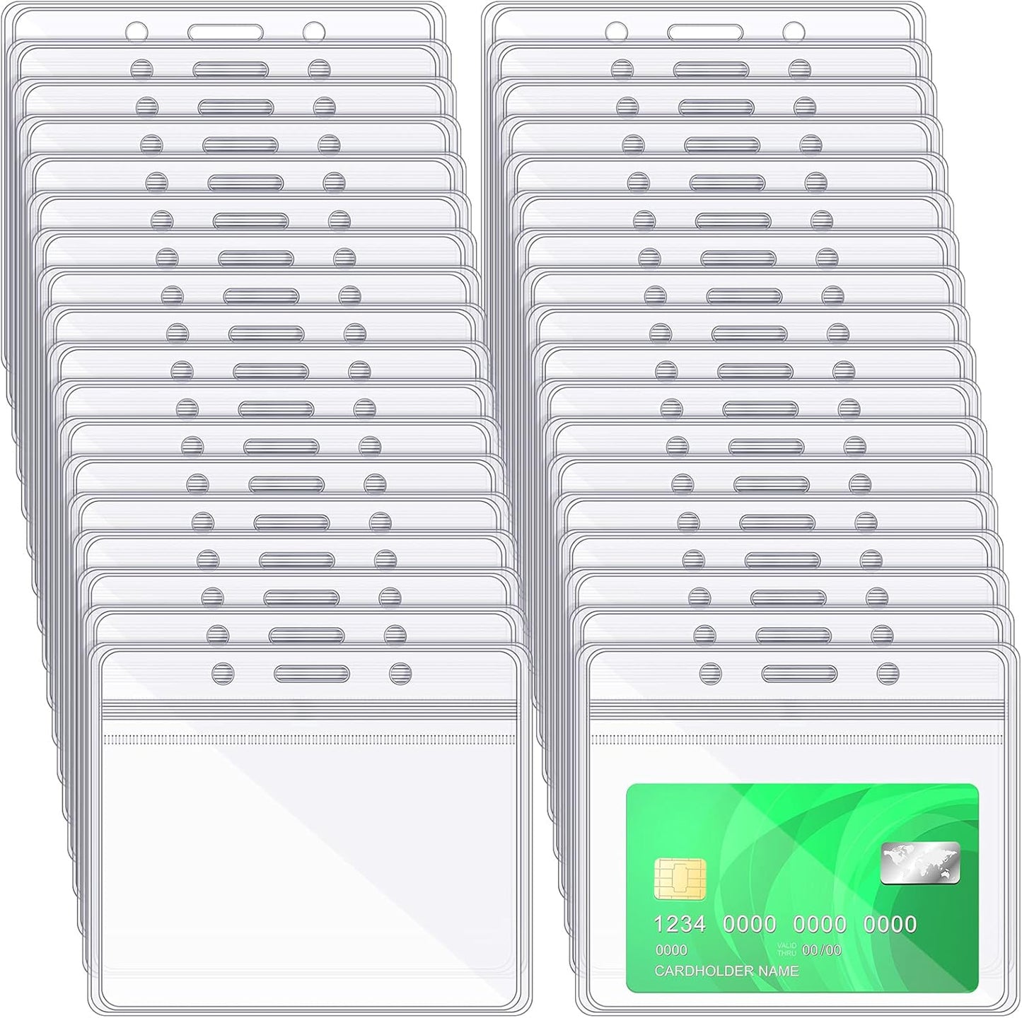 Zonon 150 Pcs Name Badge Holders Clear Plastic ID Card Name Tag Holders Badge Sleeves Horizontal Waterproof Transparent PVC Sleeve Cover Pouch for Office School Travel(4.13 x 3.54 Inch)
