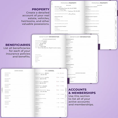 Clever Fox End of Life Planner – Final Arrangements Organizer for Beneficiary, Will Preparation, Last Wishes & Funeral Planning, A5 (Purple)
