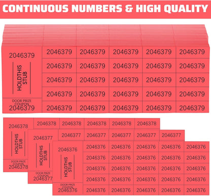 Kosiz 504 Sheets 25 Bid Raffle Ticket with Different Numbers Per Sheet Chinese Auction Tickets for Events Church Basket Auction Silent (Red)