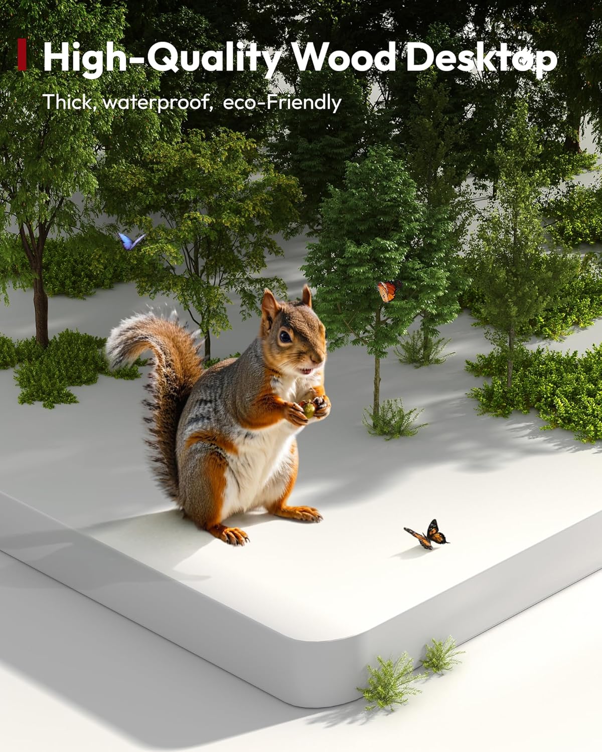 SANODESK Electric Standing Desk 48 x 30 Inches Whole-Piece Desktop Height Adjustable Stand Up Desk w/6-Button Controller Ergonomic Computer Desk for Home Office, Black Frame + White Tabletop