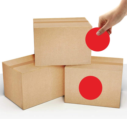 PARLAIM 3 Inch Round Color-Code Dot Stickers, 500 Color Coding Circle Labels per Roll Dispenser Box for Inventory, Red