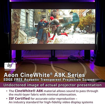 Elite Screens Aeon CineWhite A8K, 123" Diag, 16:9 Aspect Ratio, ISF Certified 8K Ultra HD Home Theater Fixed Frame Edge Free Projection Sound Transparent Perforated Weaved Screen, AR123H-A8K
