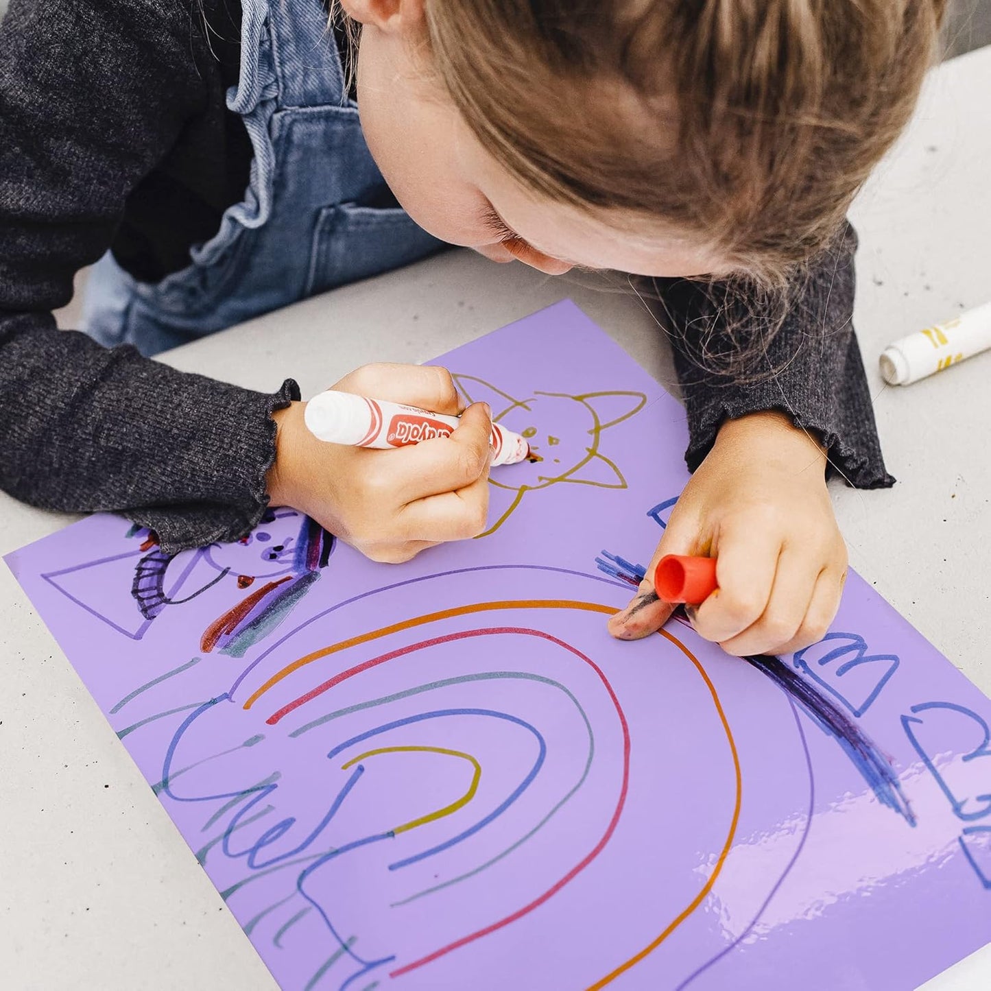 T&W SAME FILM White Board Dry Erase-Colorful Whiteboard Wall Sticker Roll 17.3''X78.7''-Self Adhesive Dry Erase Paper for Desk/Glass/Fridge/Office/Door/Classroom/Kids/Adults-3 Marker-Purple