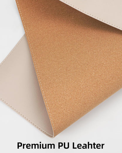 Extra Large Desk Pad Mat - Waterproof Mouse Pad & Desk Protector, Non-Slip XXL PU Leather Gaming Mat for Keyboard/Mouse, Stitched Edge with Ergonomic Support, 47.2"x23.6" (Beige)