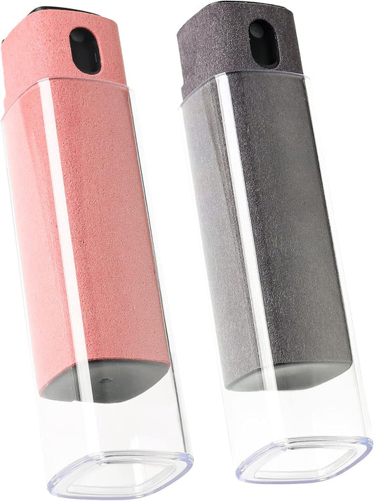 2 Pcs Screen Cleaner Kit, 3-in-1 Touchscreen Mist Cleaner Spray Bottle Tool & Microfiber Cloth for Phone/Laptop/Tablet/TV/Monitor/Car Screens(Pink+Grey)