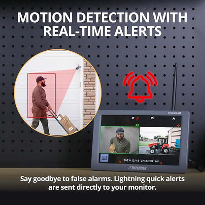 Defender PhoenixHD Wireless Security Camera System with 10.1” Touchscreen Monitor, 2 Outdoor 1080P HD Night Vision Cameras, Plug & Play Home Security System, Two Way Talk, No WiFi Required