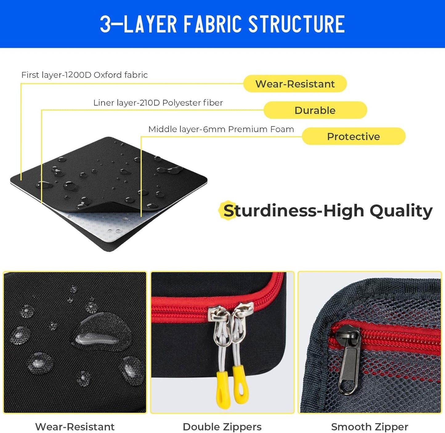 ECHSRT Big Pencil Case, Aesthetic Portable Zipper Pencil Bag with Hidden Pocket, Special Pouch for Men Women Adults, Stationery Organizer Pen Cases for Office Travel,Black