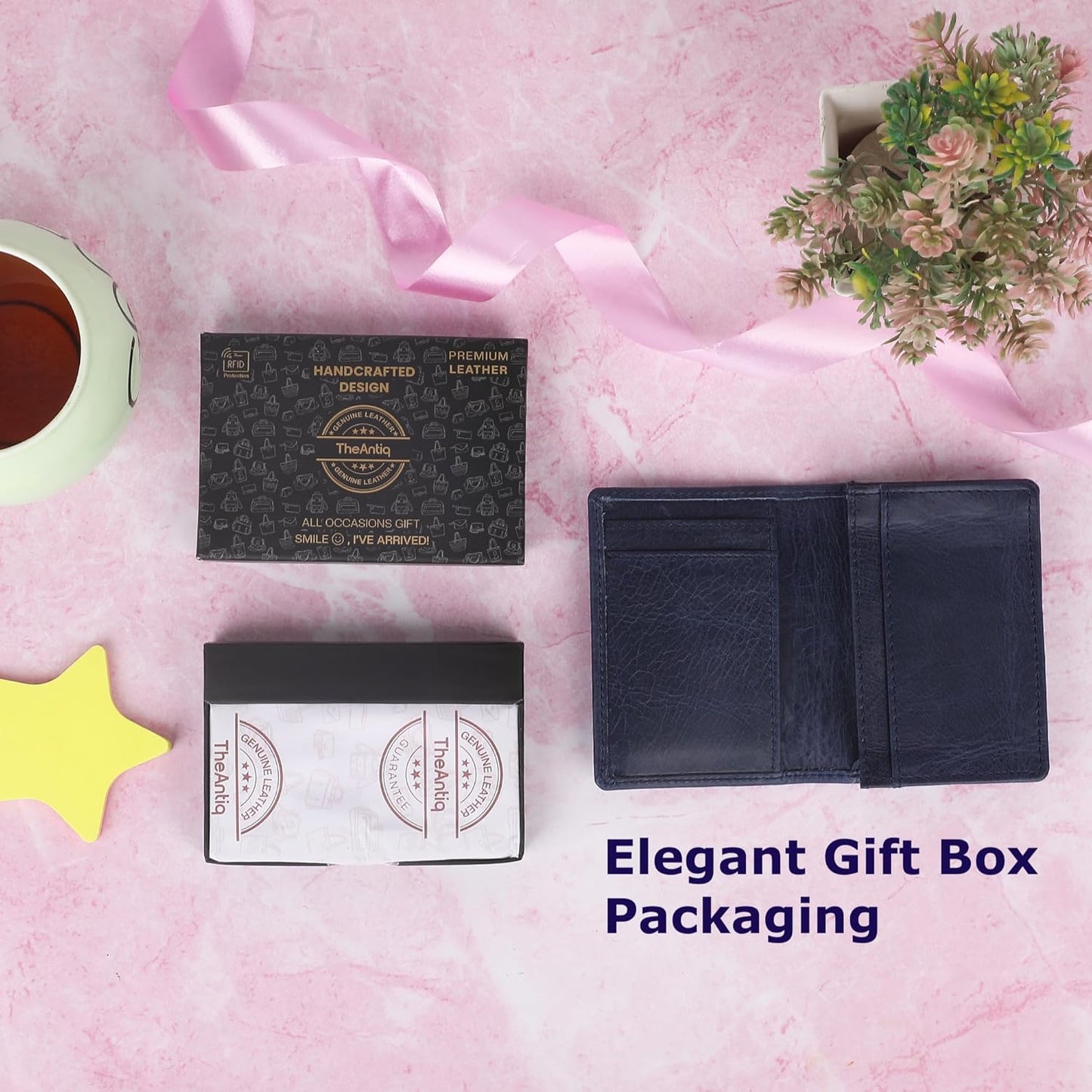 Premium Leather Card Wallet, RFID Blocking Expandable Business Card Case, Bifold Card Holder for Men and Women, Men's Purse, Wallet for Men (Business Card Wallet, Blue)