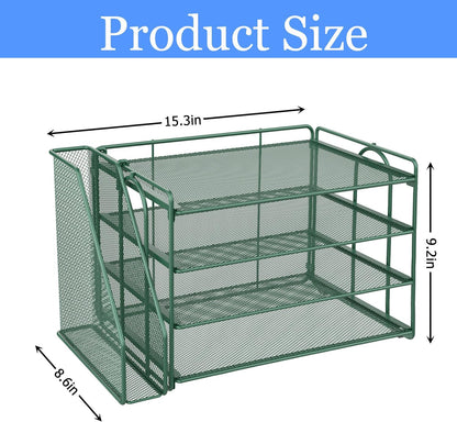 gianotter 4-Tier Paper Organizer With Magazine Holder, Desk Organizers and Accessories, Green Desk Accessories, File Organizer for Office Supplies Storag(Green)