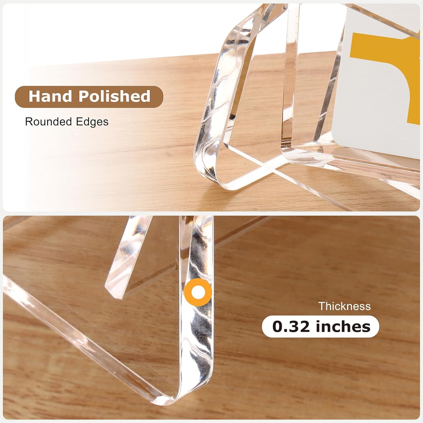 SANRUI Acrylic Business Card Holder for Desk, 2 Tier Clear Tilt Business Name Card Display Holders Stand Storage Organizer Fits 120 Business Cards (Horizontal, 2-Slot)