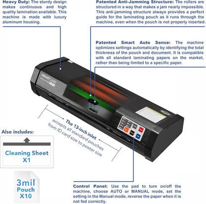 SINCHI Auto Sense, 3-10 mil Laminating Machine for Office and School, 50-Second Warm-up, 40 Inches/Minute, Never-Jam, Heavy Duty, 13-inch Thermal Laminator Machine 11x17