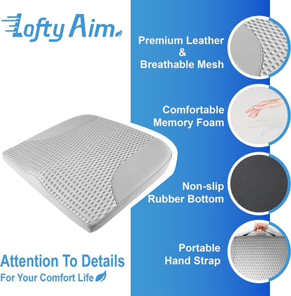 Car Seat Cushion, Comfortable Memory Foam Seat Pillow for Driving, Sciatica-Back Pain Relief, Cushion for Car-Truck, Office, Wheelchair - Gray