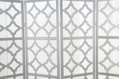 NicBex Room Divider 4 Panel Room Dividers with Quarterfoil Diamond Design Partition Room Dividers and Folding Privacy Screens Wall Divider for Home, Room Separation,69.28"W x 17.32"D x 70.31"H, Silver