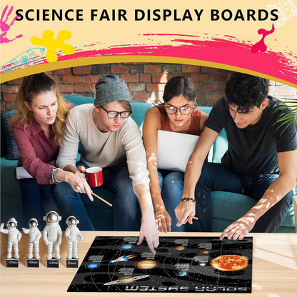 HAUTOCO 3 Pcs Small Trifold Poster Board 21 x 14 inches Tri Fold Presentation Boards Black Corrugated Project Boards for Science Fair, School Project, Event Displays, Business