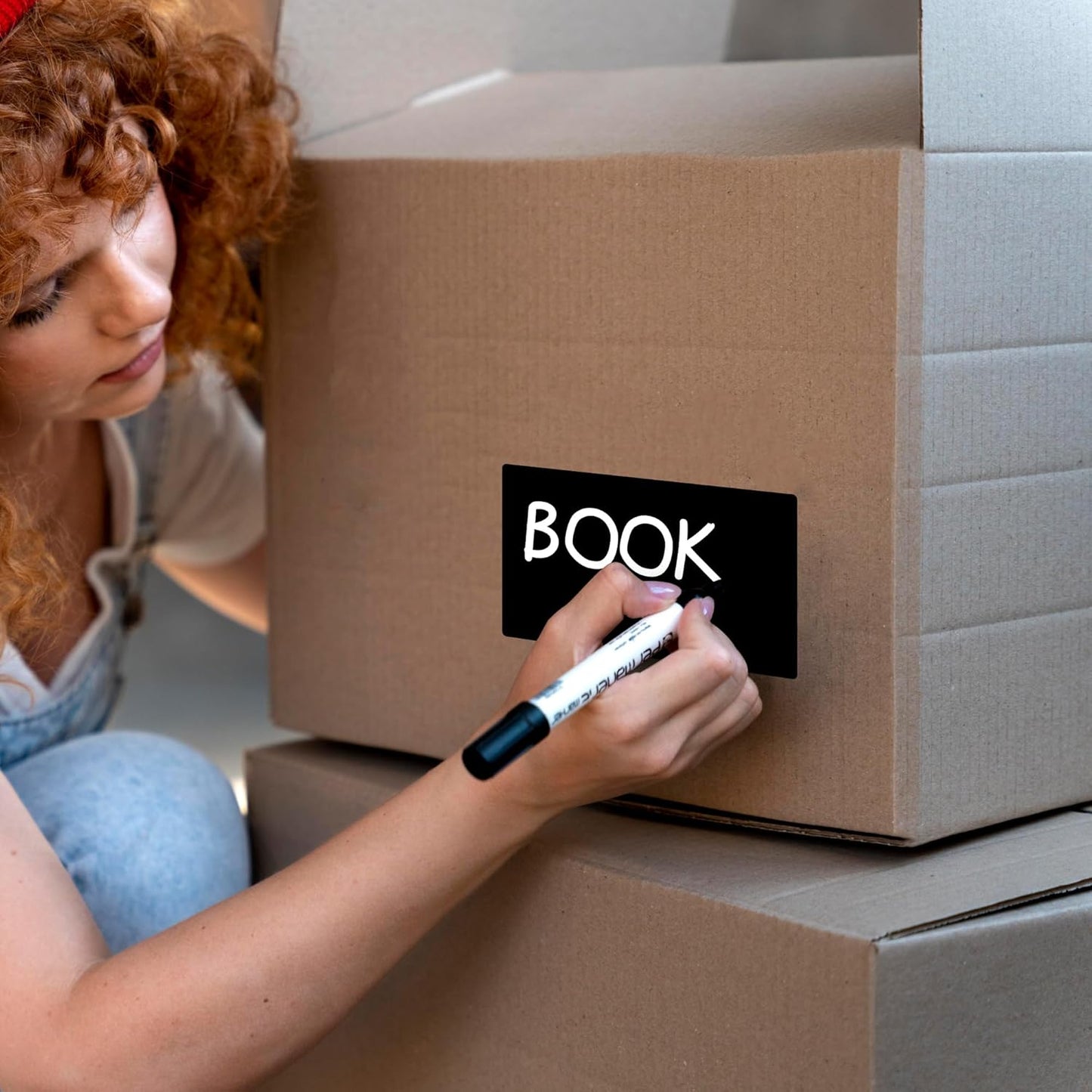 PARLAIM 3 X 5 Inch 4Rolls/1000 Per Rectangle Inventory Color Coding Labels,Roll Square Label Stickers for Home(Black)