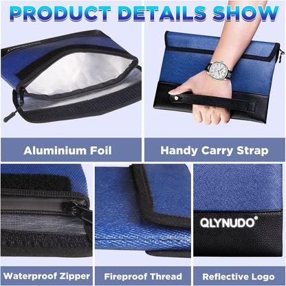 5200℉ Fireproof Money Bag for Cash, Fireproof Bag, Fireproof Pouch for Important Documents and Valuables, 11x7.7 Inch, Waterproof Zipper