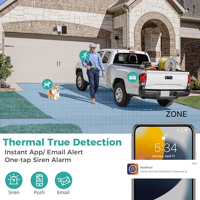 XMARTO 100% Wire-Free Solar Home Security Camera System Wireless, 4-Set 2K 4MP QHD CCTV Camera Kit with 4K 10CH Expandable WiFi NVR + 6 PCS Wire-Free Solar Security Cameras