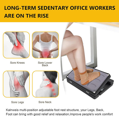 Adjustable Foot Rest Under Desk, Ergonomic Foot Stool for Office Use with Massage (PB-Gray)
